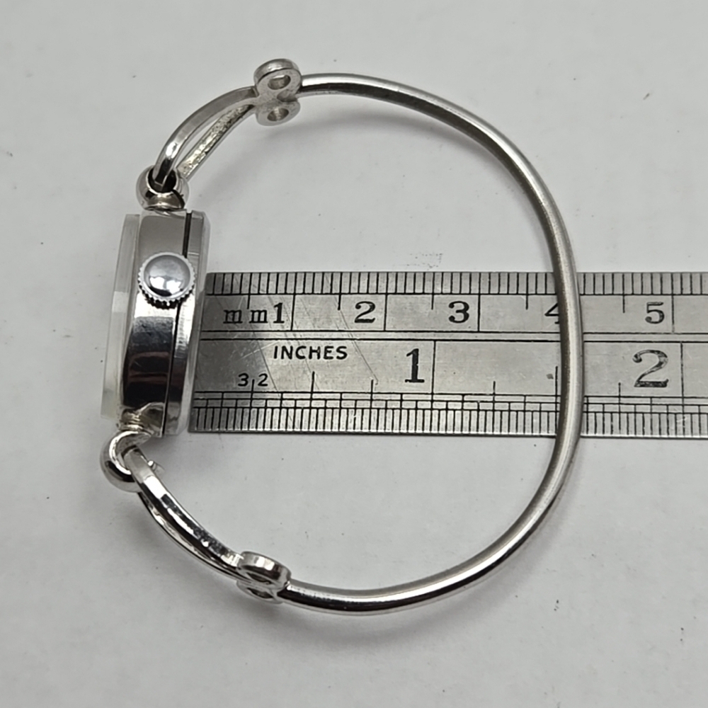 Womens Majestime Manual Wind Silver Cuff Watch Vintage Style Classic Runs - Picture 7 of 10